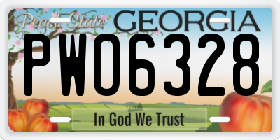 GA license plate PWO6328