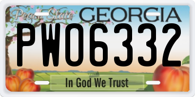 GA license plate PWO6332