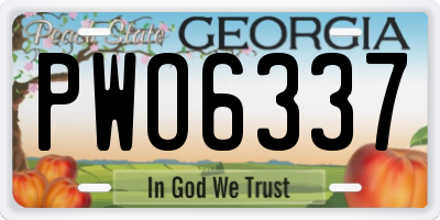 GA license plate PWO6337