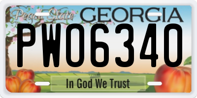 GA license plate PWO6340