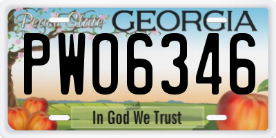 GA license plate PWO6346
