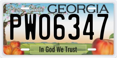 GA license plate PWO6347