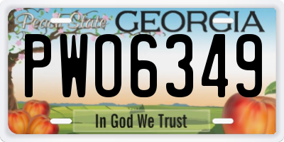 GA license plate PWO6349