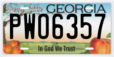 GA license plate PWO6357