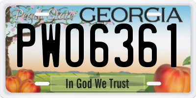 GA license plate PWO6361