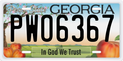 GA license plate PWO6367