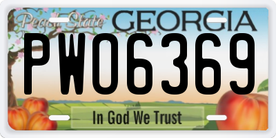 GA license plate PWO6369