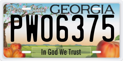 GA license plate PWO6375