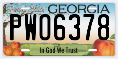 GA license plate PWO6378