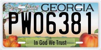 GA license plate PWO6381