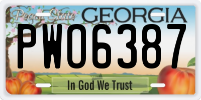 GA license plate PWO6387
