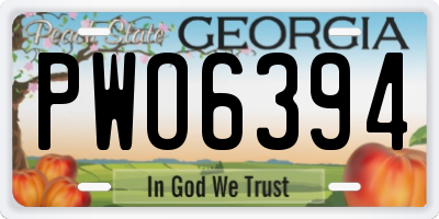 GA license plate PWO6394