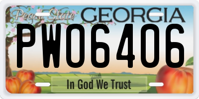 GA license plate PWO6406