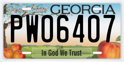 GA license plate PWO6407