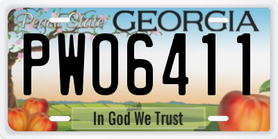 GA license plate PWO6411