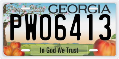 GA license plate PWO6413