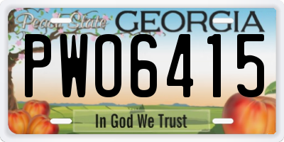 GA license plate PWO6415