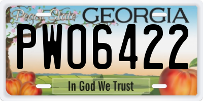 GA license plate PWO6422
