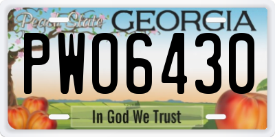 GA license plate PWO6430