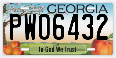 GA license plate PWO6432