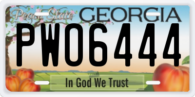 GA license plate PWO6444