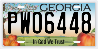 GA license plate PWO6448