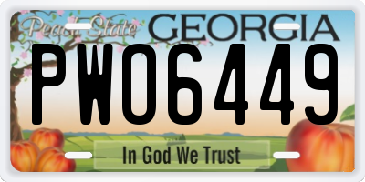 GA license plate PWO6449