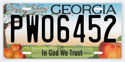 GA license plate PWO6452
