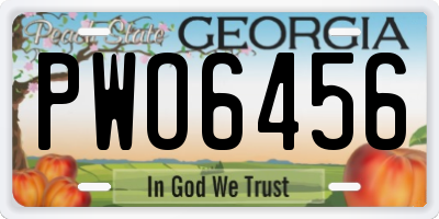 GA license plate PWO6456