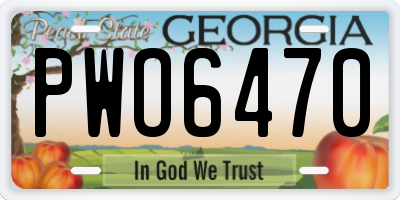GA license plate PWO6470