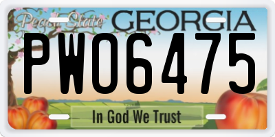 GA license plate PWO6475
