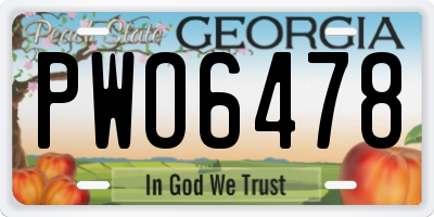 GA license plate PWO6478