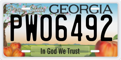 GA license plate PWO6492