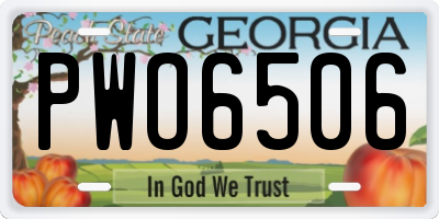GA license plate PWO6506