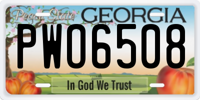 GA license plate PWO6508