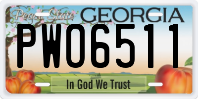 GA license plate PWO6511