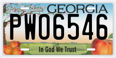 GA license plate PWO6546