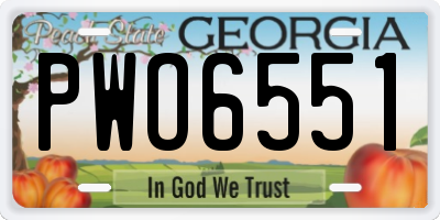 GA license plate PWO6551