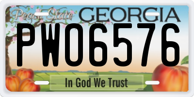 GA license plate PWO6576