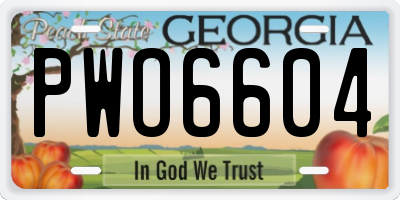 GA license plate PWO6604