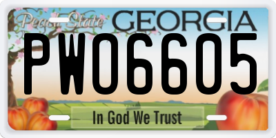 GA license plate PWO6605