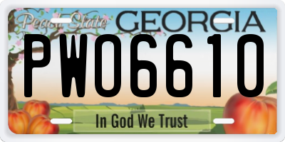 GA license plate PWO6610