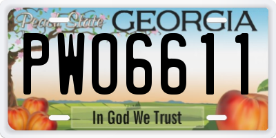 GA license plate PWO6611
