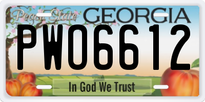 GA license plate PWO6612