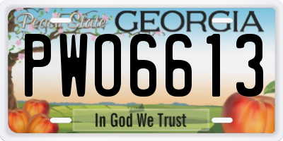 GA license plate PWO6613