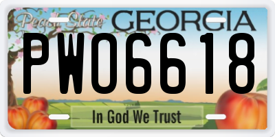 GA license plate PWO6618