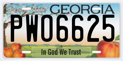 GA license plate PWO6625