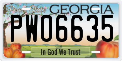 GA license plate PWO6635