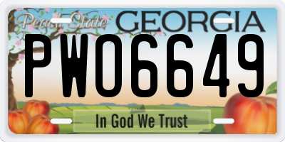 GA license plate PWO6649