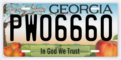 GA license plate PWO6660